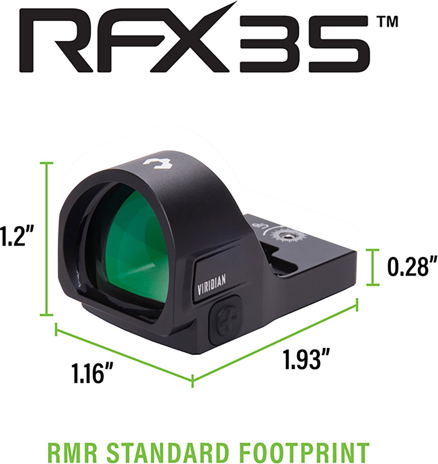 Viridian RFX35 1 x 22 mm Micro Green Dot Reflex Sight with RMR Footprint                                                         - view number 8