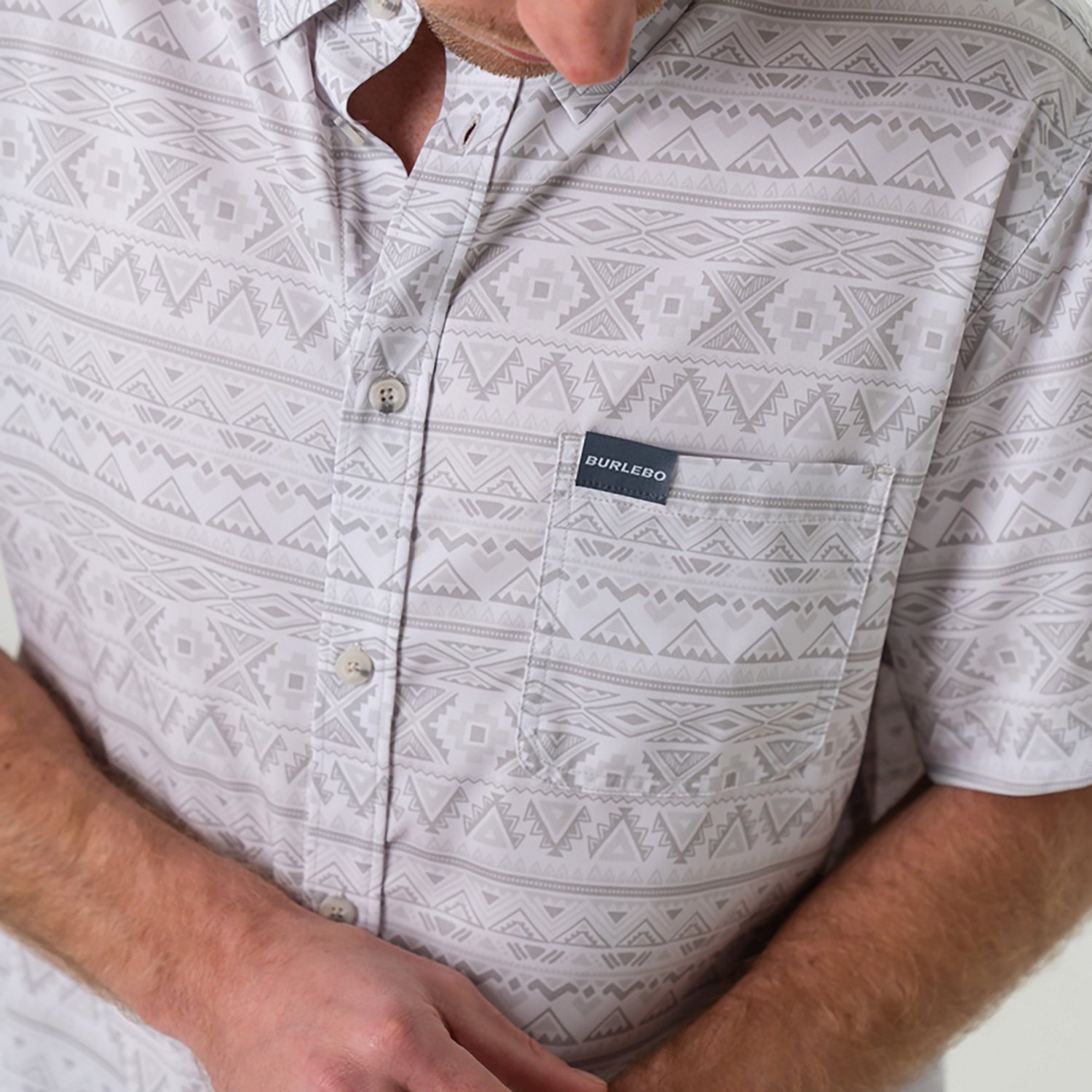 BURLEBO Men's Performance Button-Up Short Sleeve Shirt                                                                           - view number 2