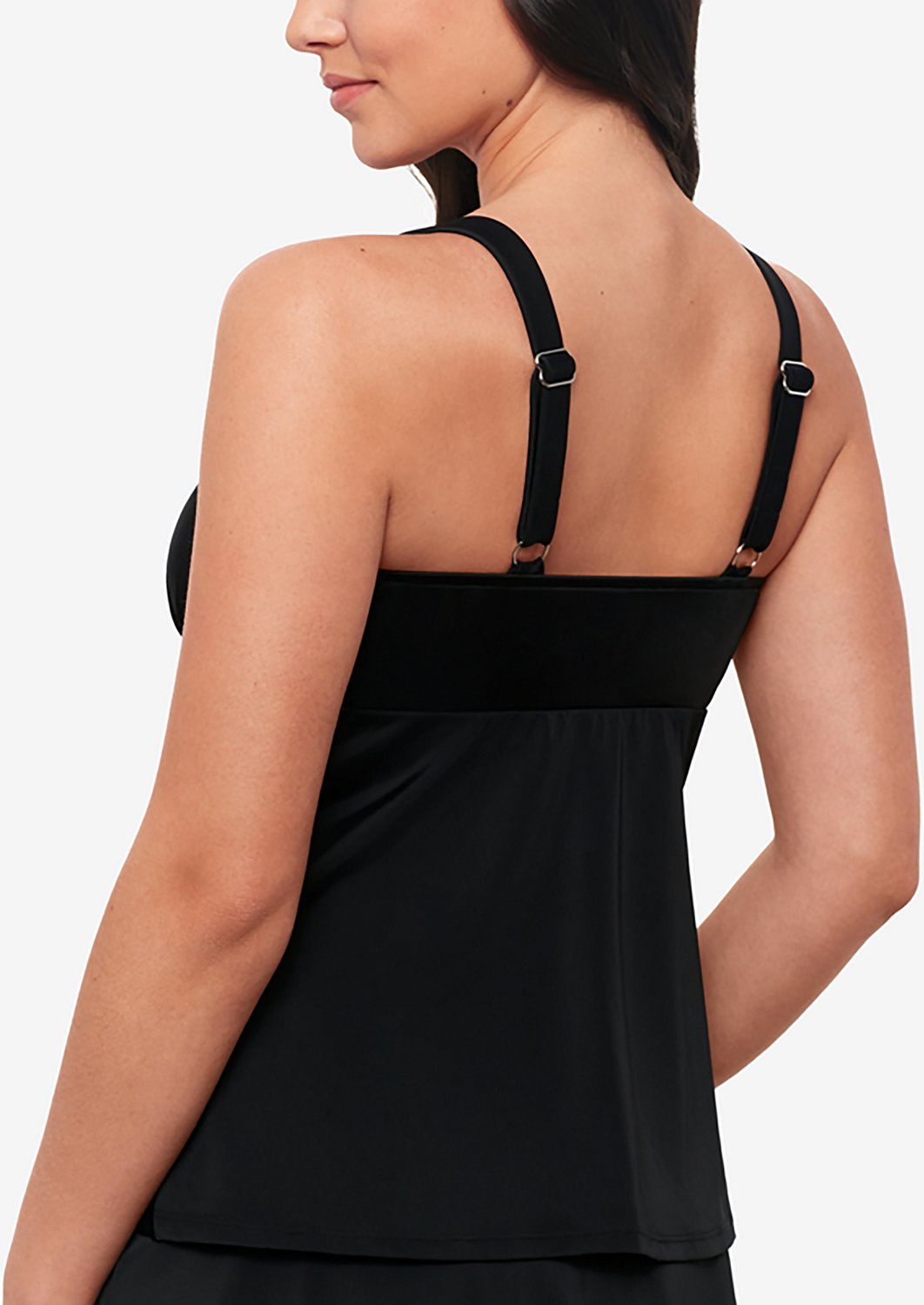 Swim Solutions Women's Solid Triple Tier Tankini Swim Top - view number 3