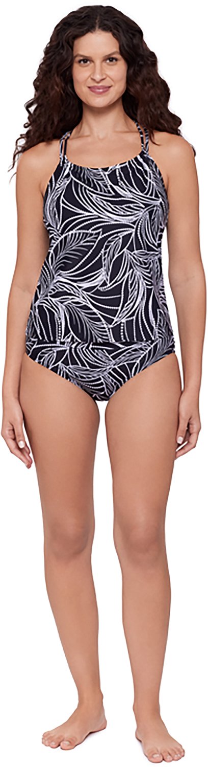 Eco Beach Women's Digital Foliage Tropicali Peasant Neck Racerback Tankini Top - view number 3