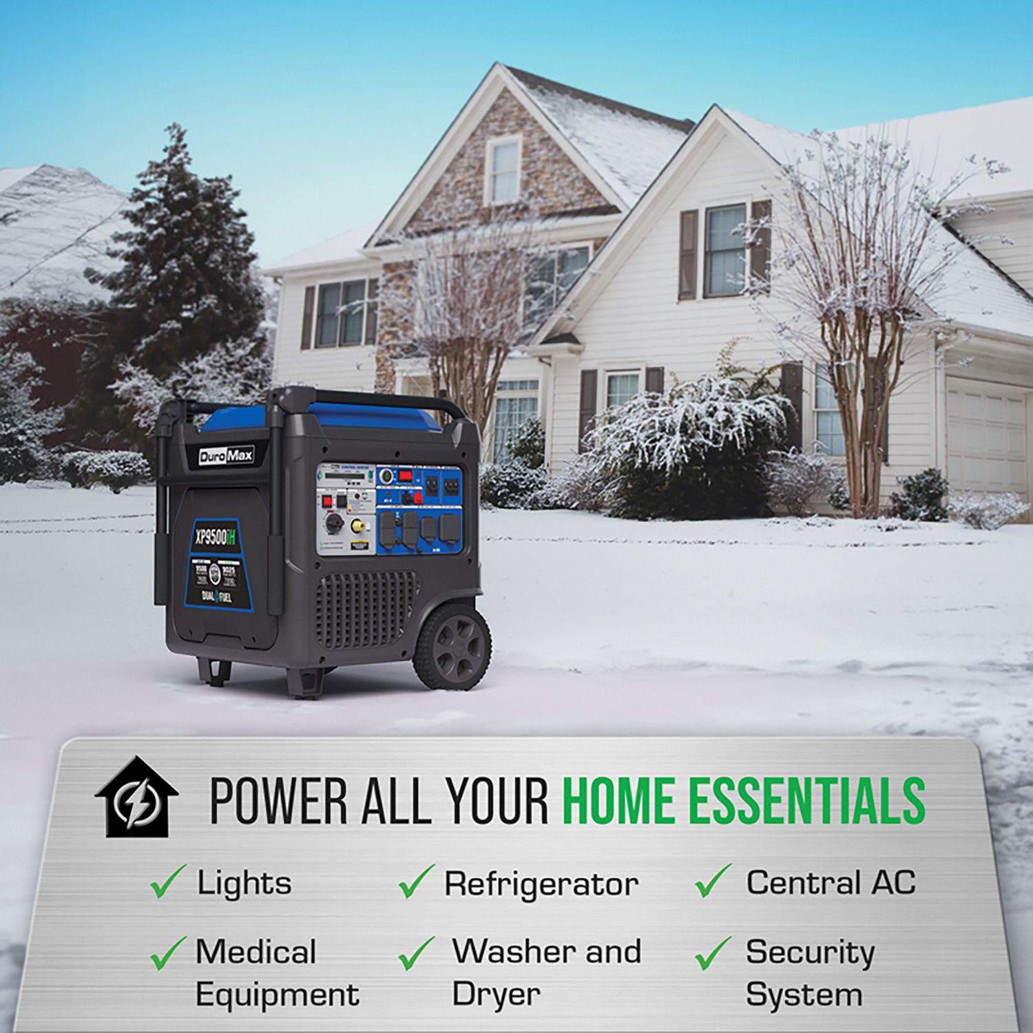 DuroMax 9,500 Watt Portable Dual Fuel Inverter Generator With Carbon Monoxide Alert - view number 6