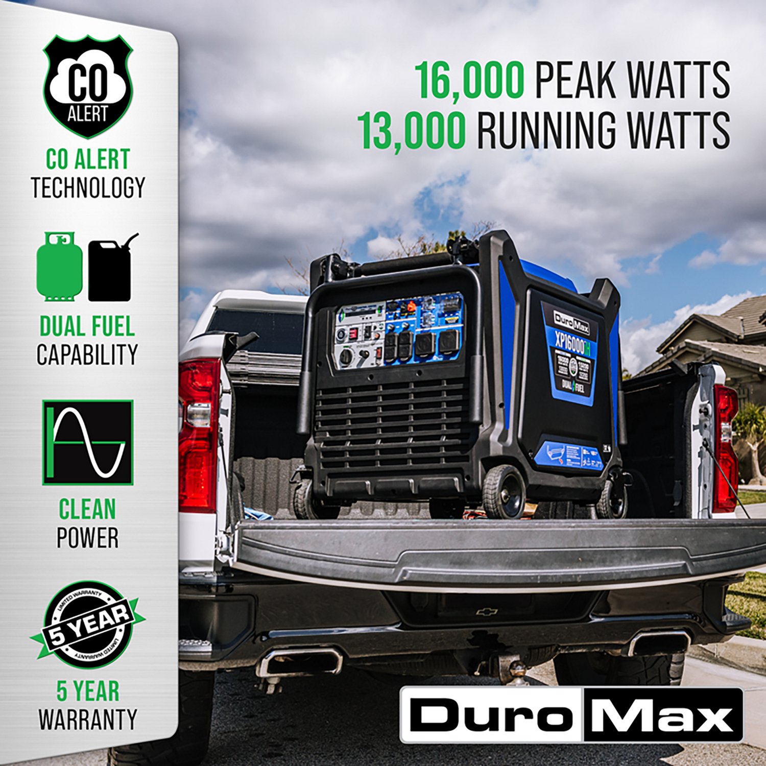 DuroMax XP16000iH 16,000 Watt Portable Duel Fuel Inverter Generator with CO Alert                                                - view number 2