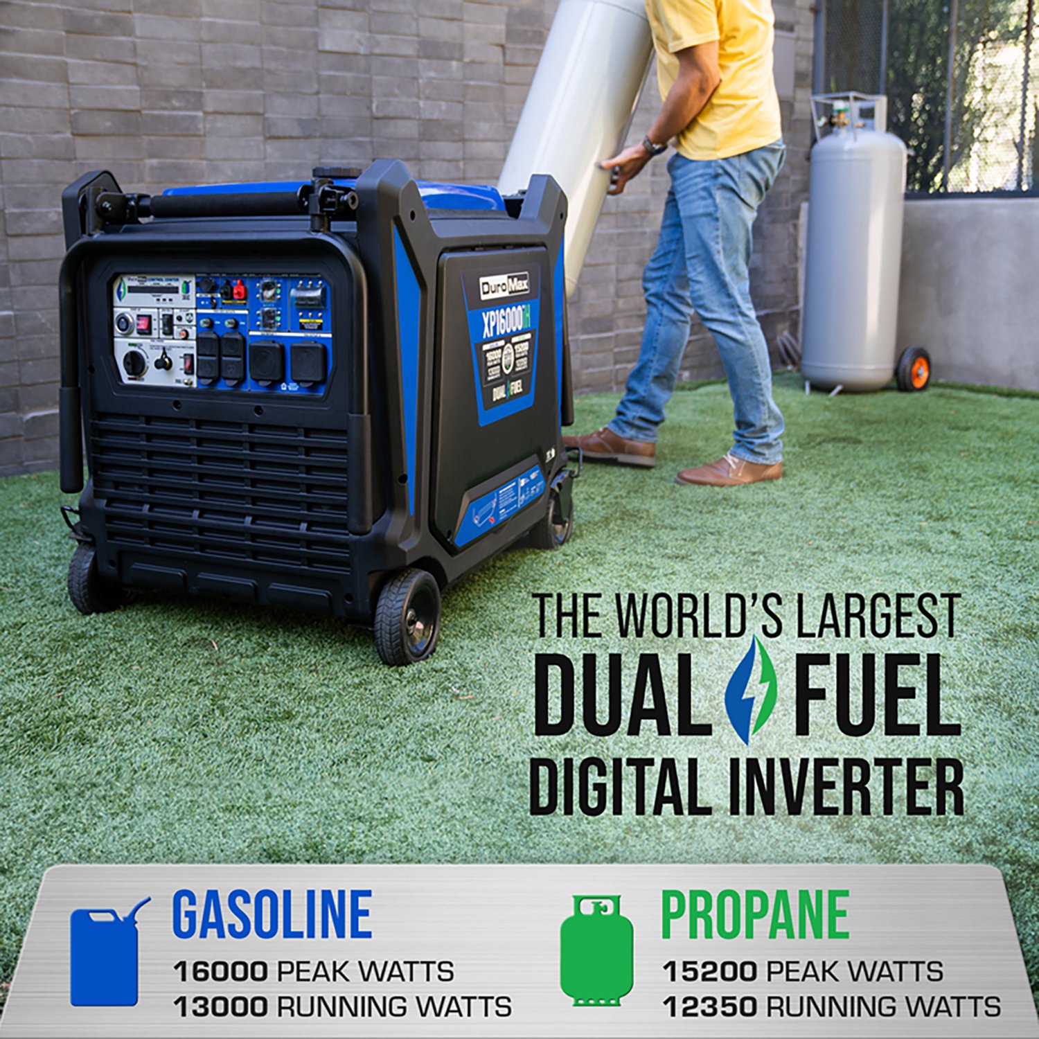 DuroMax XP16000iH 16,000 Watt Portable Duel Fuel Inverter Generator with CO Alert                                                - view number 3