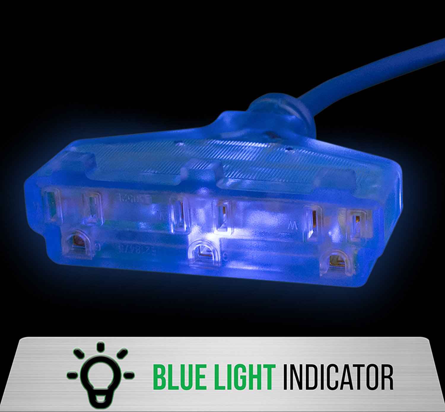 DuroMax XPX10050C Heavy Duty SJEOOW 50 Foot 10 Gauge Blue Triple Tap Extension Power Cord  - view number 3