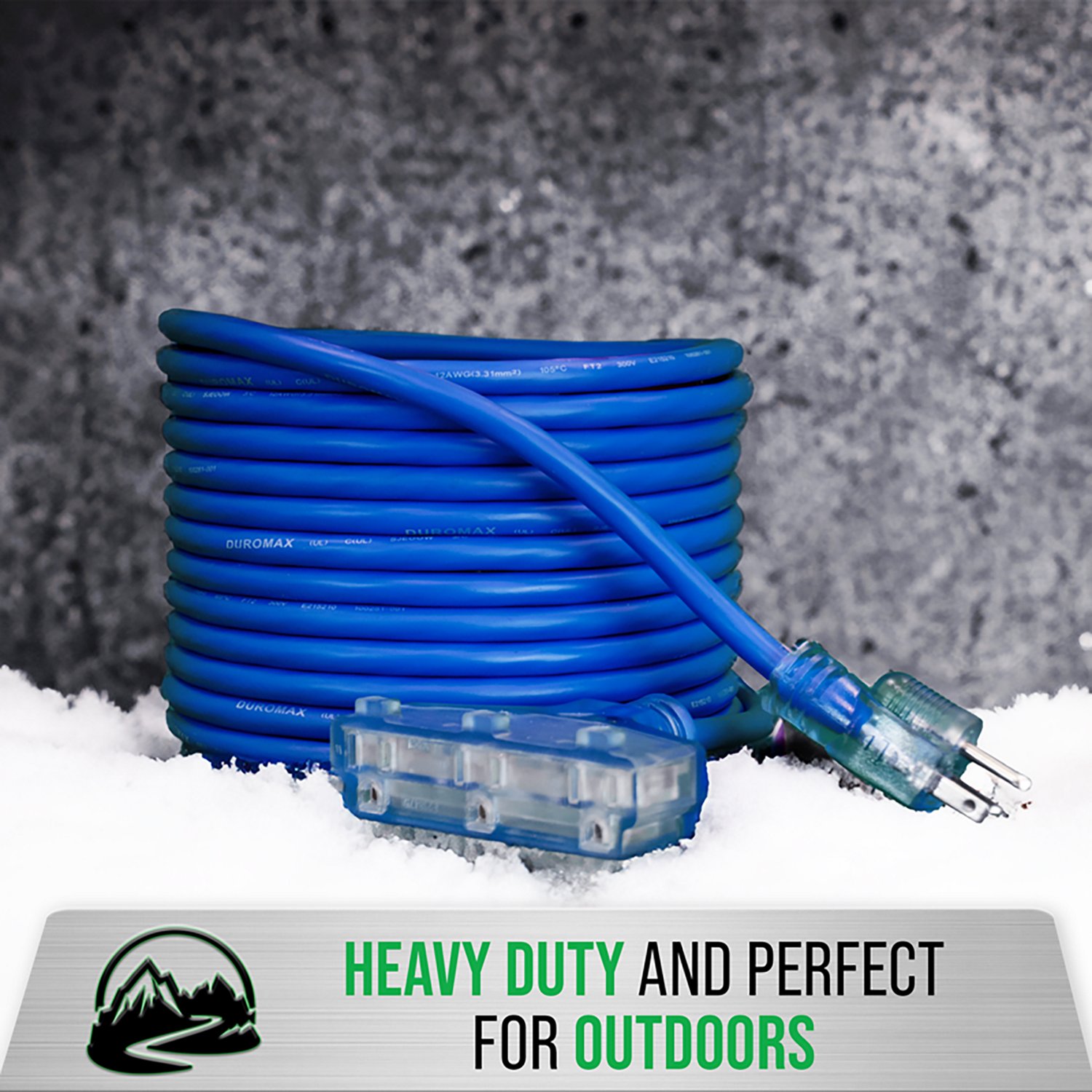 DuroMax XPX10050C Heavy Duty SJEOOW 50 Foot 10 Gauge Blue Triple Tap Extension Power Cord  - view number 8