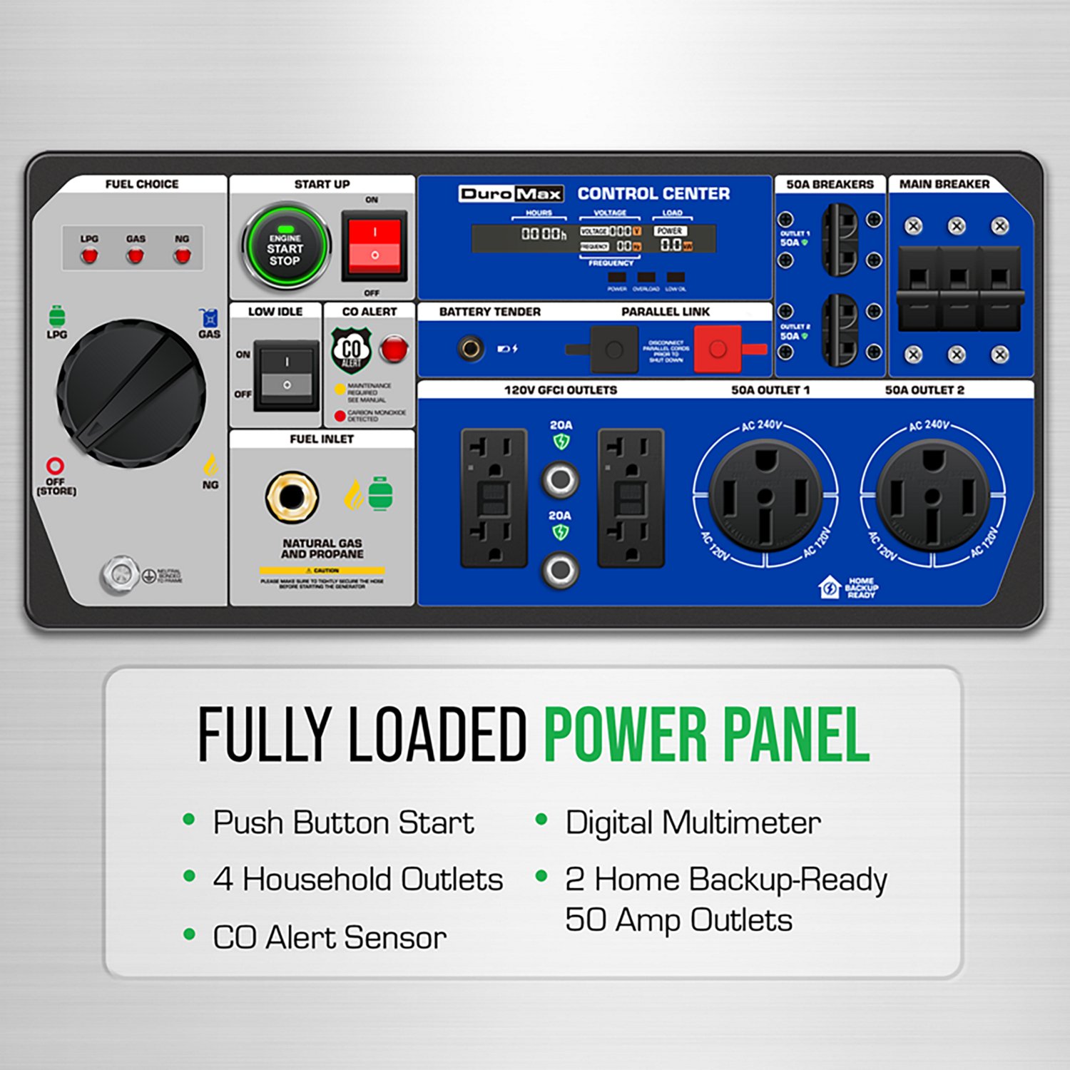 DuroMax XP16000iHT 16,000 Watt Portable Tri Fuel Inverter Generator with CO Alert - view number 4
