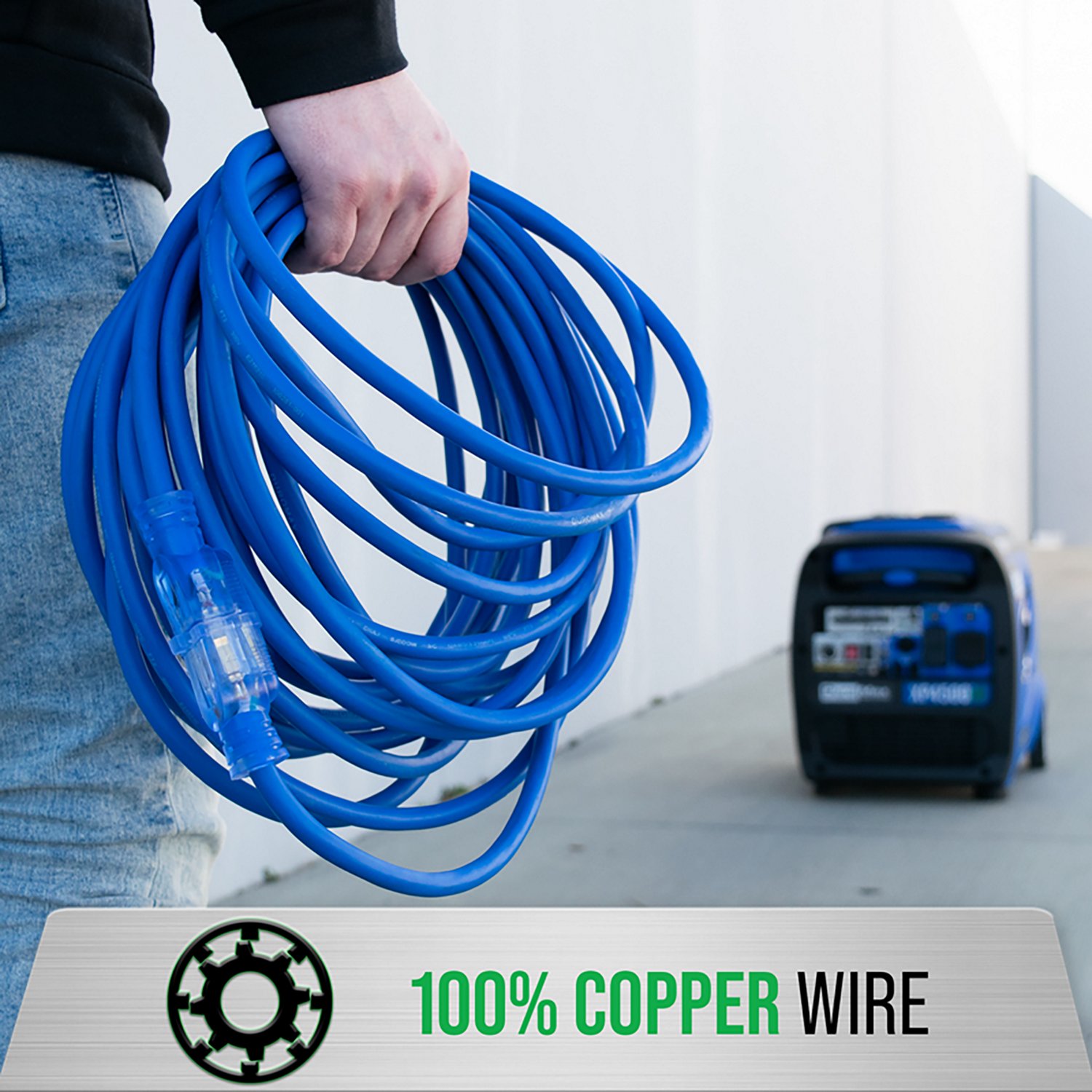 DuroMax XPX10100A Heavy Duty SJEOOW 100 Foot 10 Gauge Blue Single Tap Extension Power Cord - view number 3