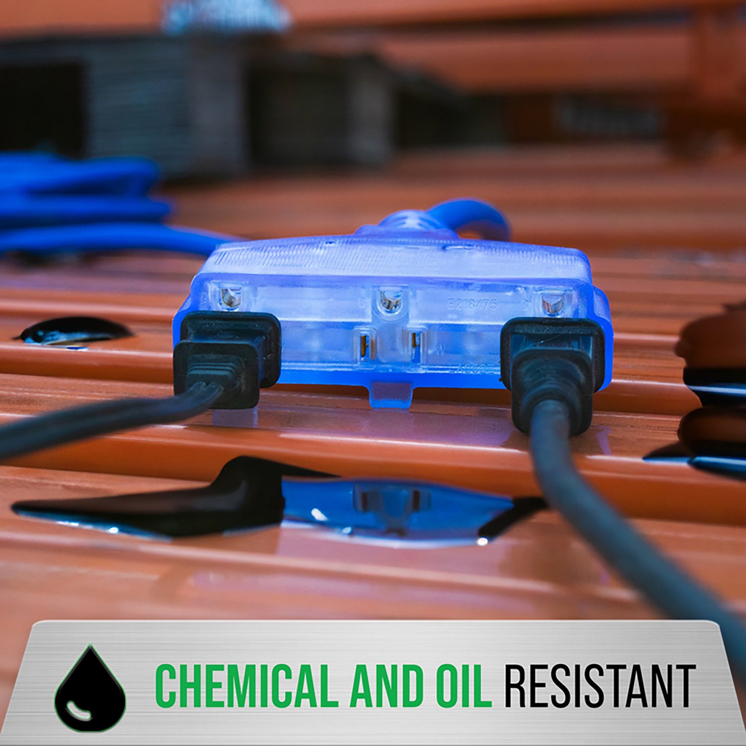 DuroMax XPX12050C Heavy Duty SJEOOW 50 Foot 12 Gauge Blue Triple Tap Extension Power Cord - view number 6