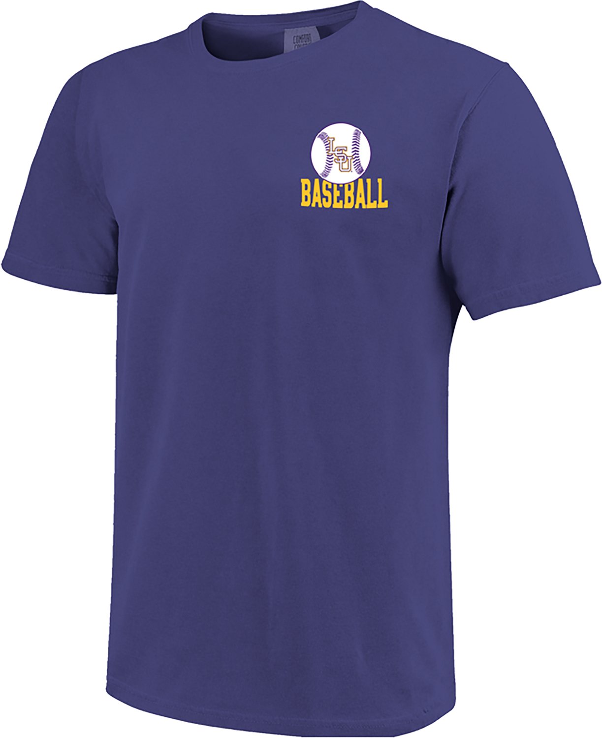 Image One Men's LSU Tigers Baseball Pinstripe Comfort Color Short Sleeve T-shirt - view number 2