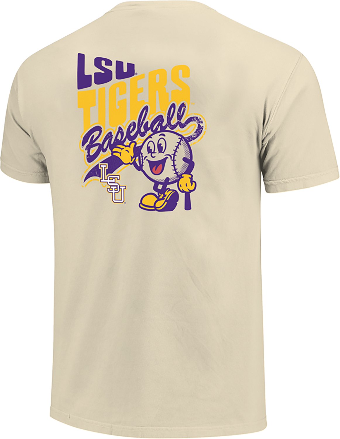 Image One Men's LSU Tigers Baseball Retro Vibe Comfort Color Short Sleeve T-shirt - view number 2