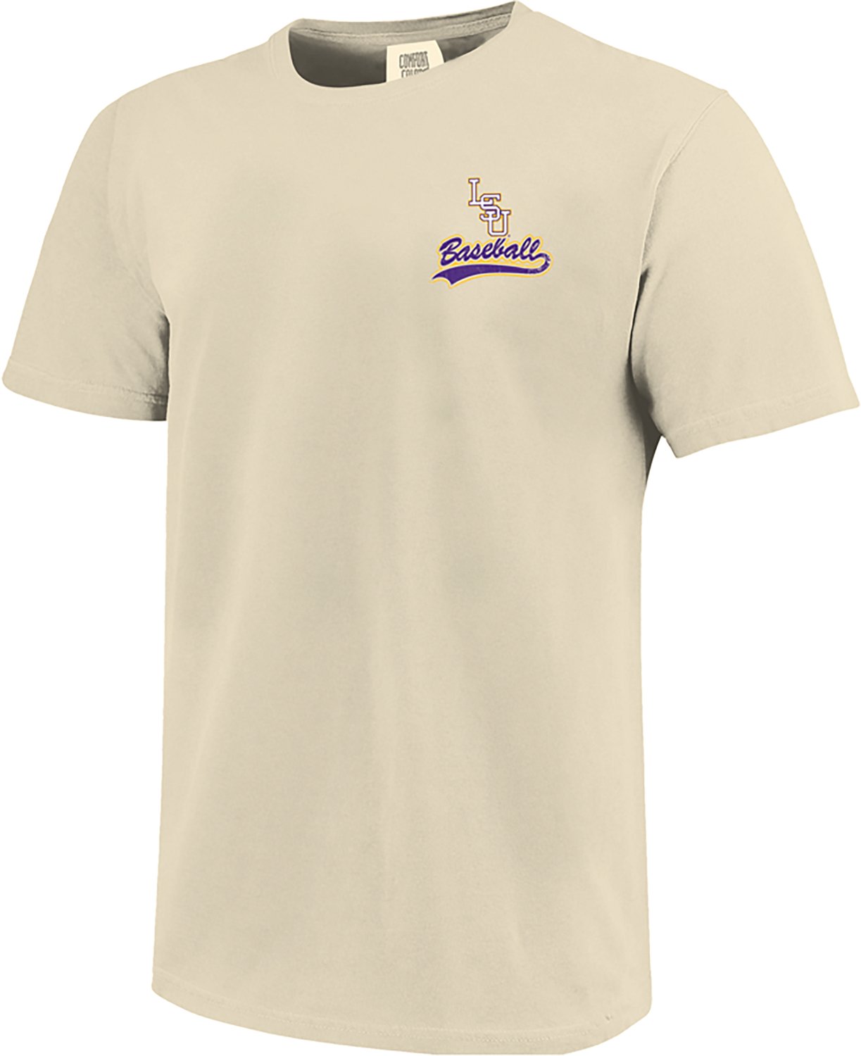 Image One Men's LSU Tigers Baseball Retro Vibe Comfort Color Short Sleeve T-shirt - view number 3