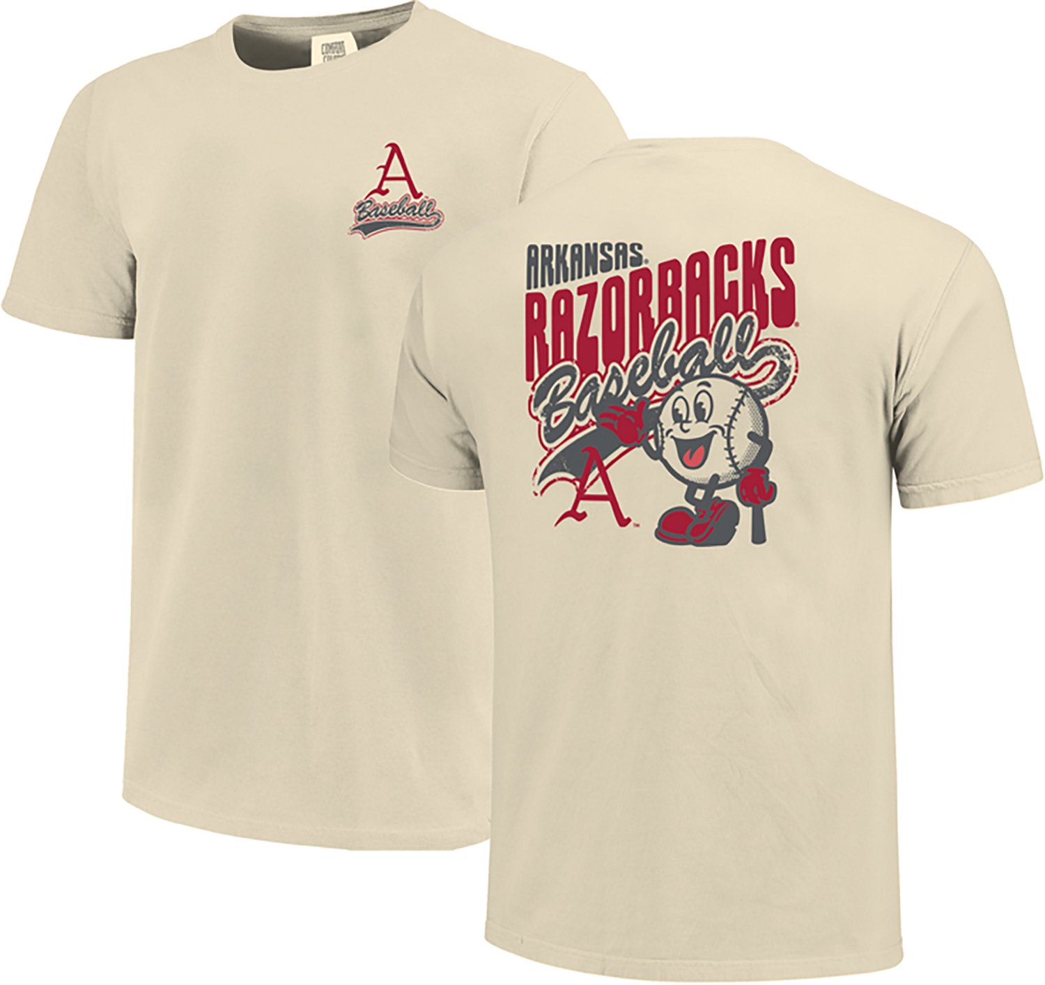 Image One Men's Arkansas Razorbacks Baseball Retro Vibe Comfort Color Short Sleeve T-shirt  - view number 3