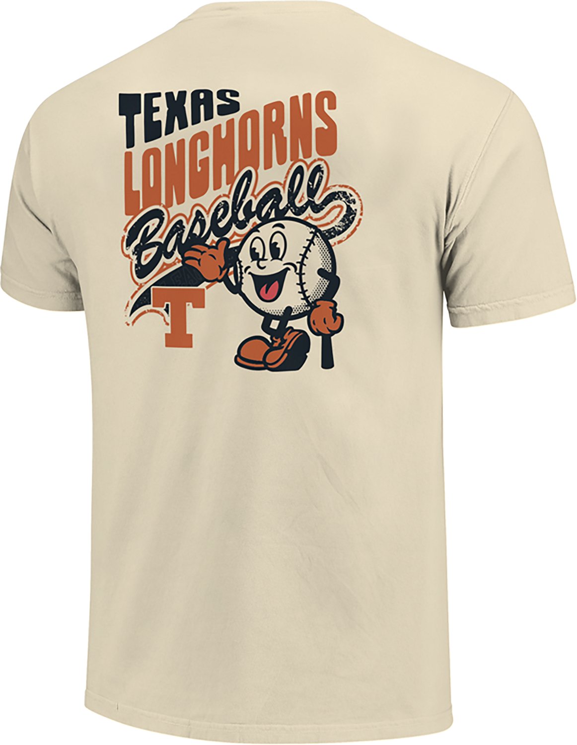 Image One Men's Texas Longhorns Baseball Retro Vibe Comfort Color Short Sleeve T-shirt