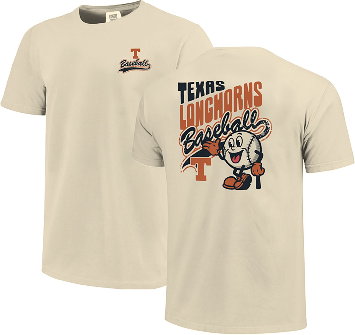 Image One Men's Texas Longhorns Baseball Retro Vibe Comfort Color Short Sleeve T-shirt  - view number 3