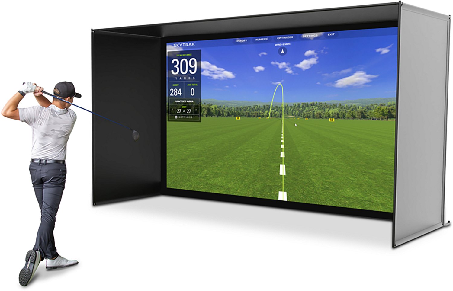 GoSports Golf Simulator Slim Enclosure Indoor Practice Net 14'x8'