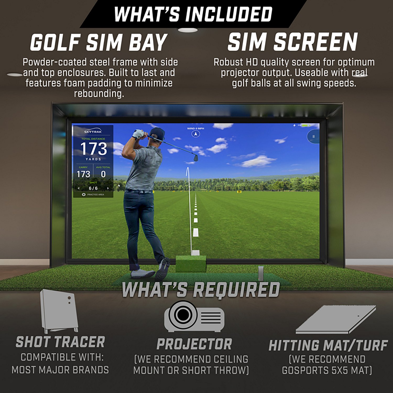 GoSports Golf Simulator Slim Enclosure Indoor Practice Net 14'x8' - view number 3