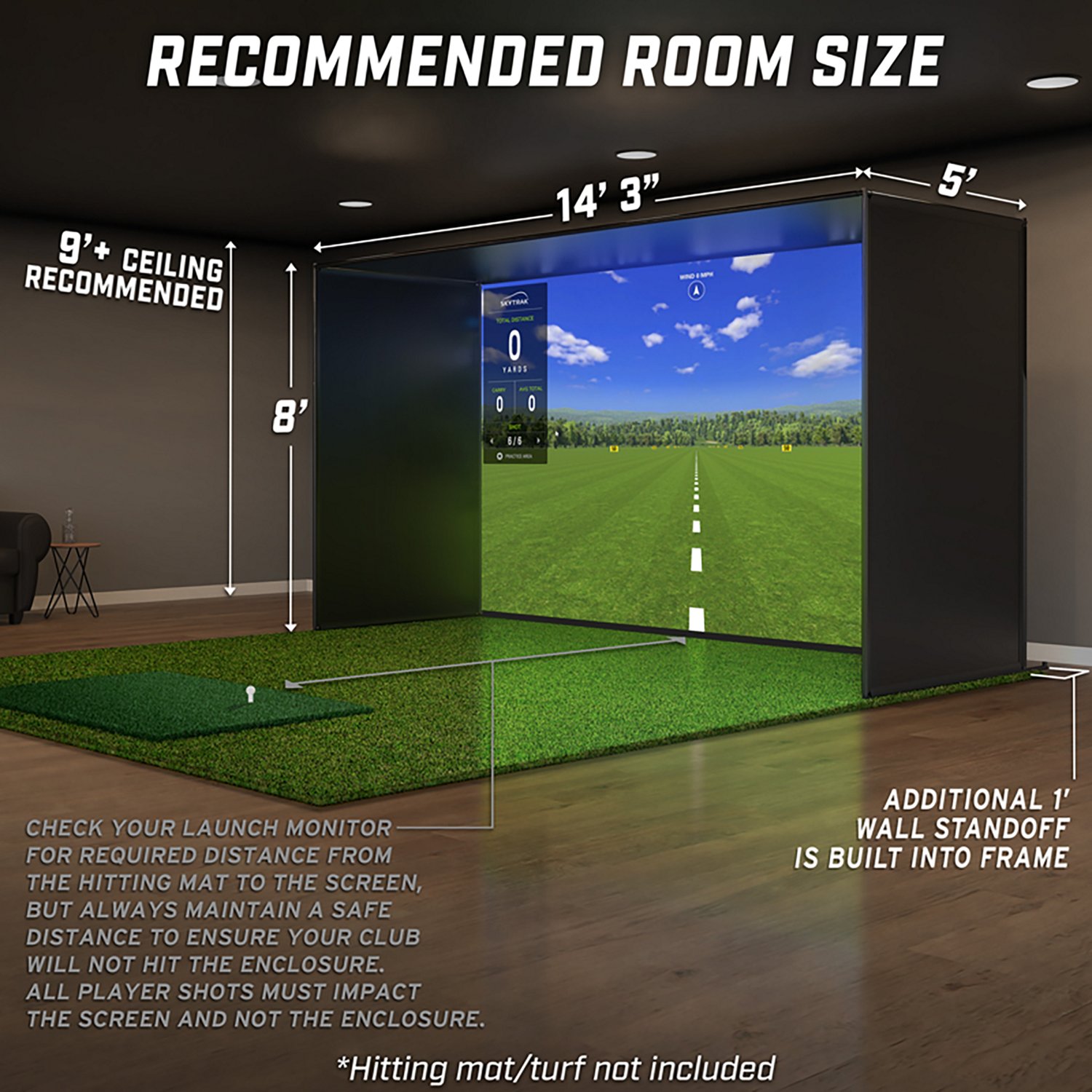 GoSports Golf Simulator Slim Enclosure Indoor Practice Net 14'x8' - view number 5