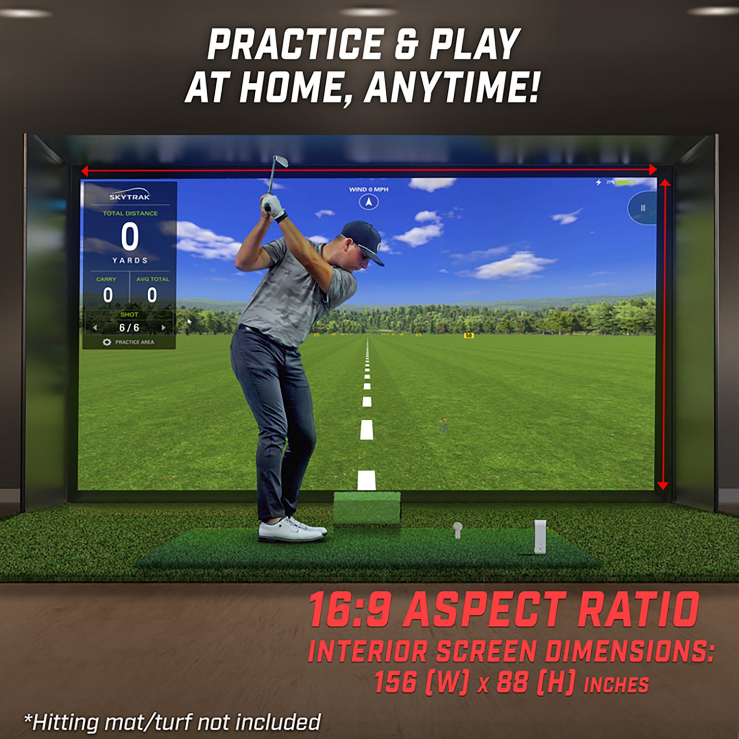 GoSports Golf Simulator Slim Enclosure Indoor Practice Net 14'x8' - view number 6