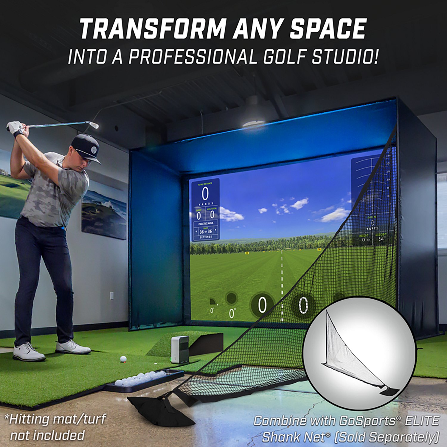 GoSports Golf Simulator Slim Enclosure Indoor Practice Net 10'x8' - view number 2