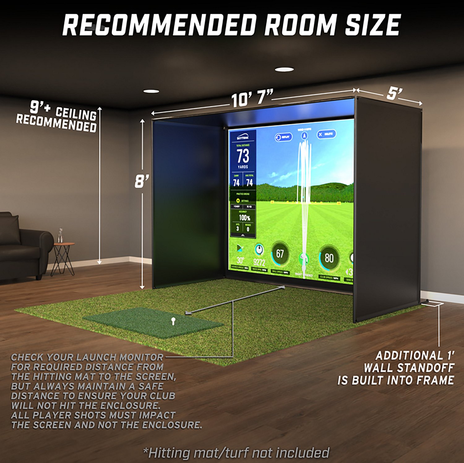 GoSports Golf Simulator Slim Enclosure Indoor Practice Net 10'x8' - view number 5