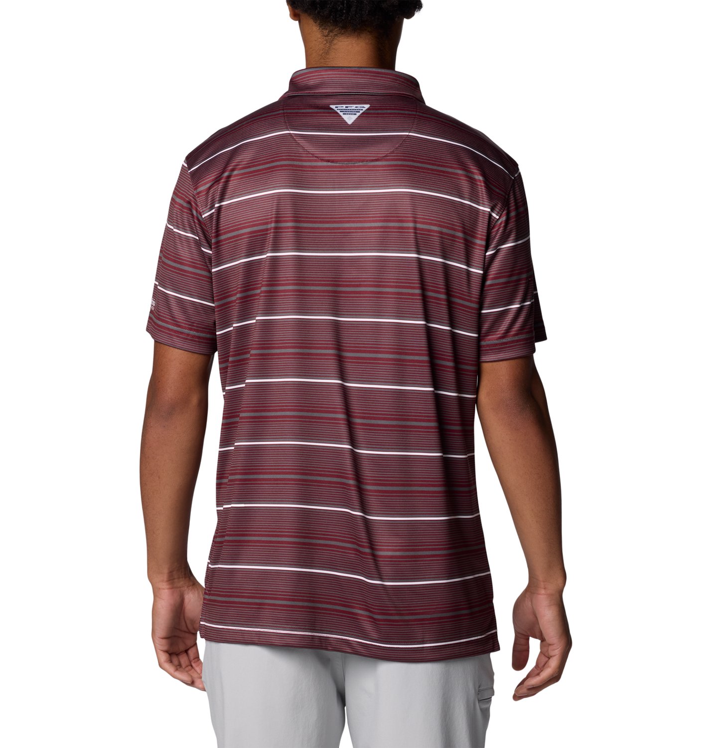 Columbia Sportswear Men's Texas A&M University Stripe Super Terminal Tackle Polo Shirt                                           - view number 2