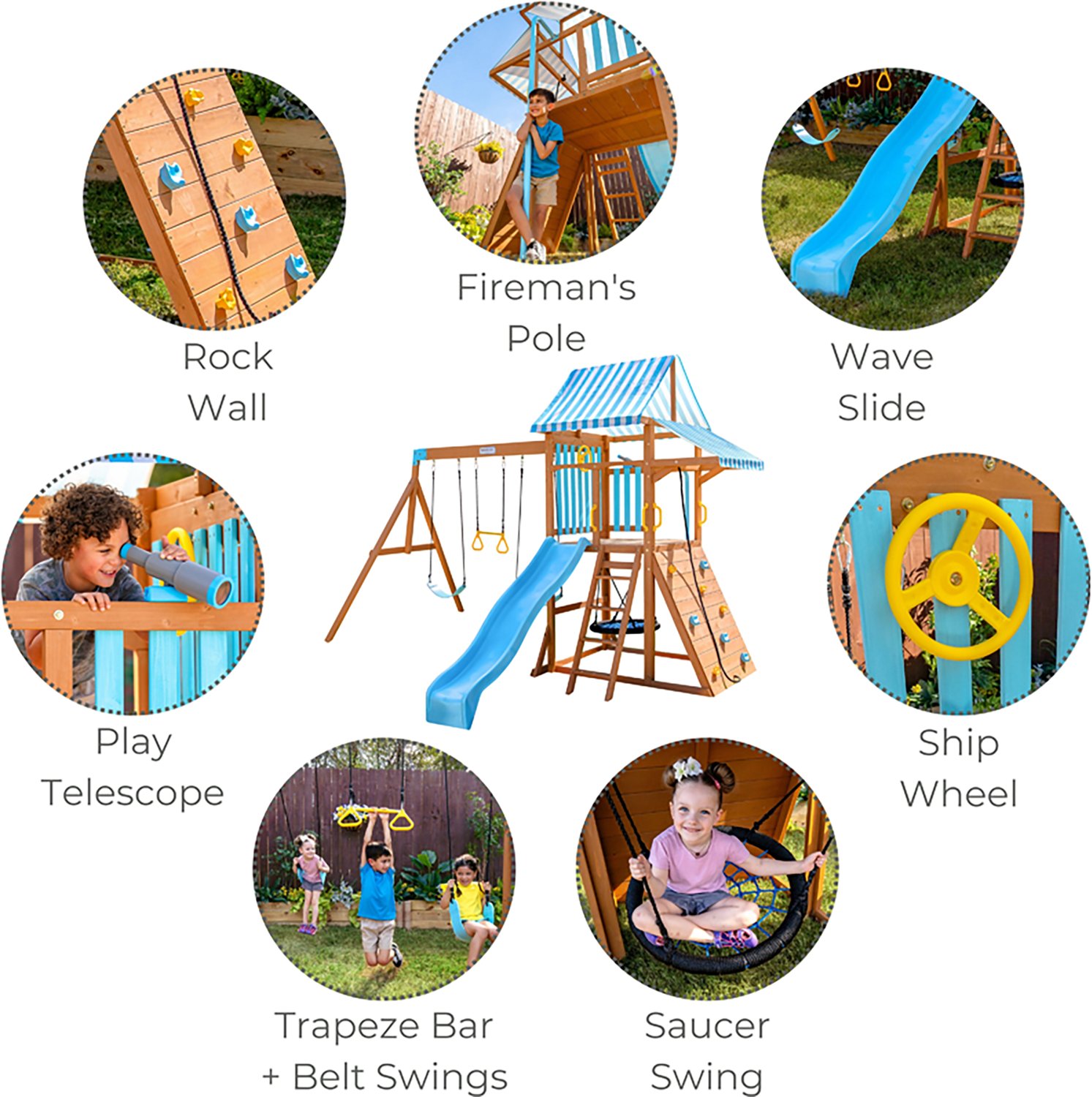 Teamson Kids' Laguna Swing Playset with Platform and Rock Wall - view number 3