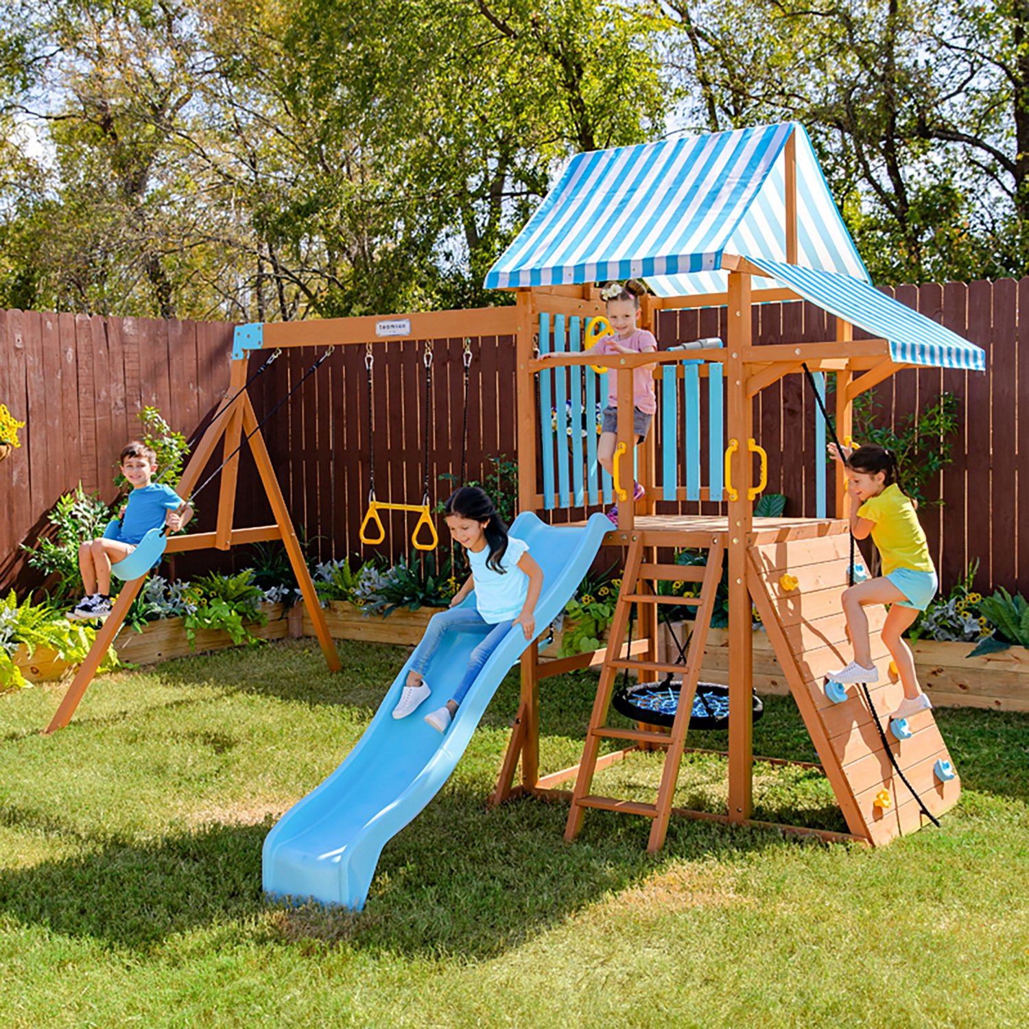Teamson Kids' Laguna Swing Playset with Platform and Rock Wall - view number 4