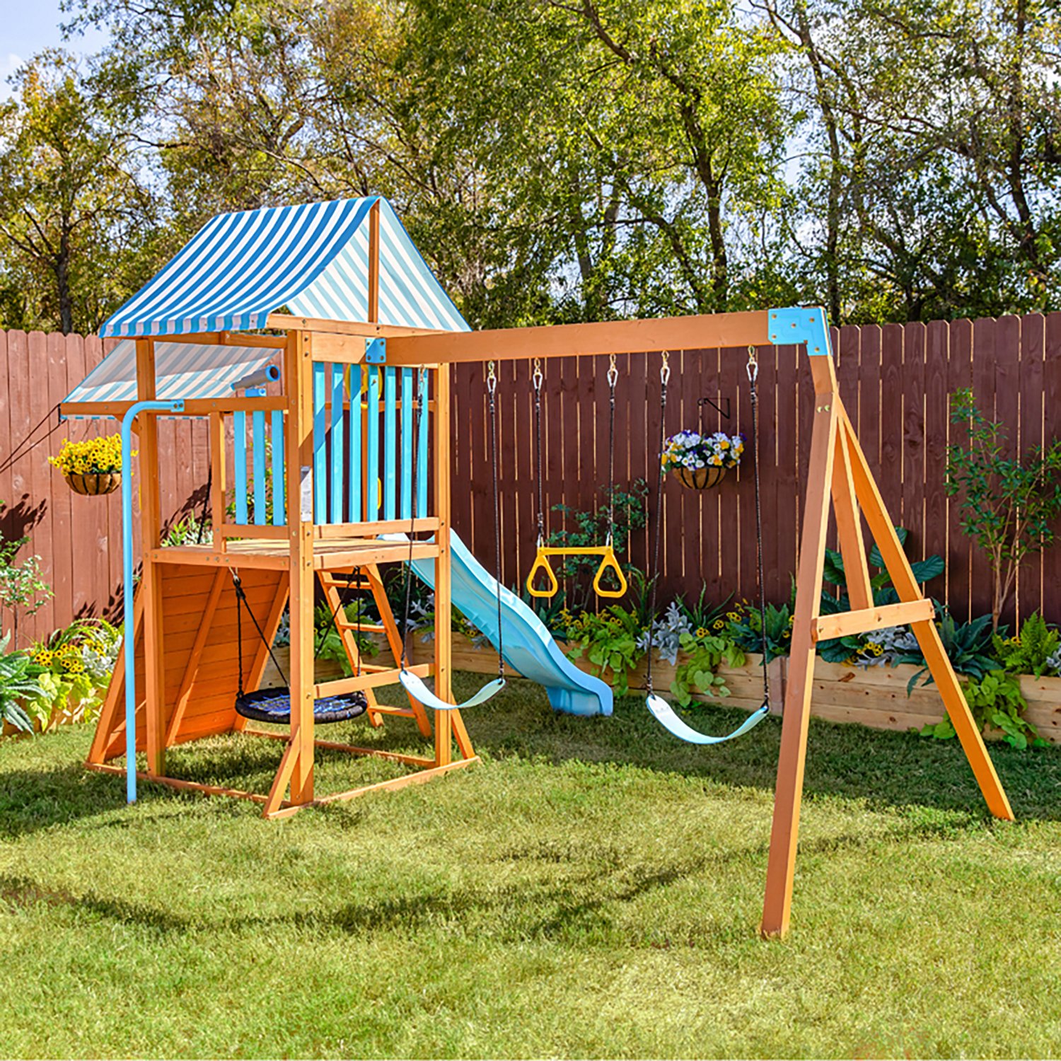 Teamson Kids' Laguna Swing Playset with Platform and Rock Wall - view number 5