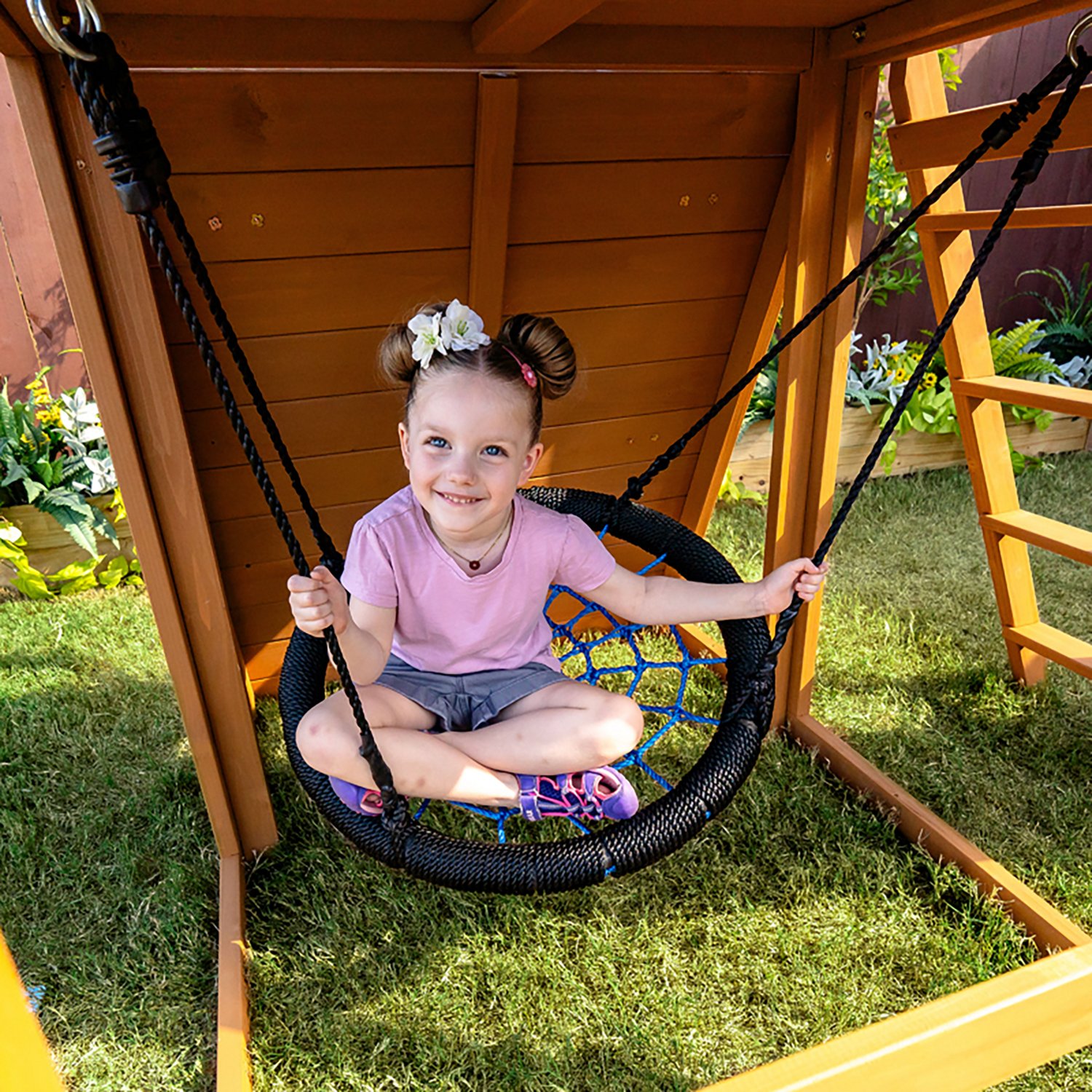Teamson Kids' Laguna Swing Playset with Platform and Rock Wall - view number 7