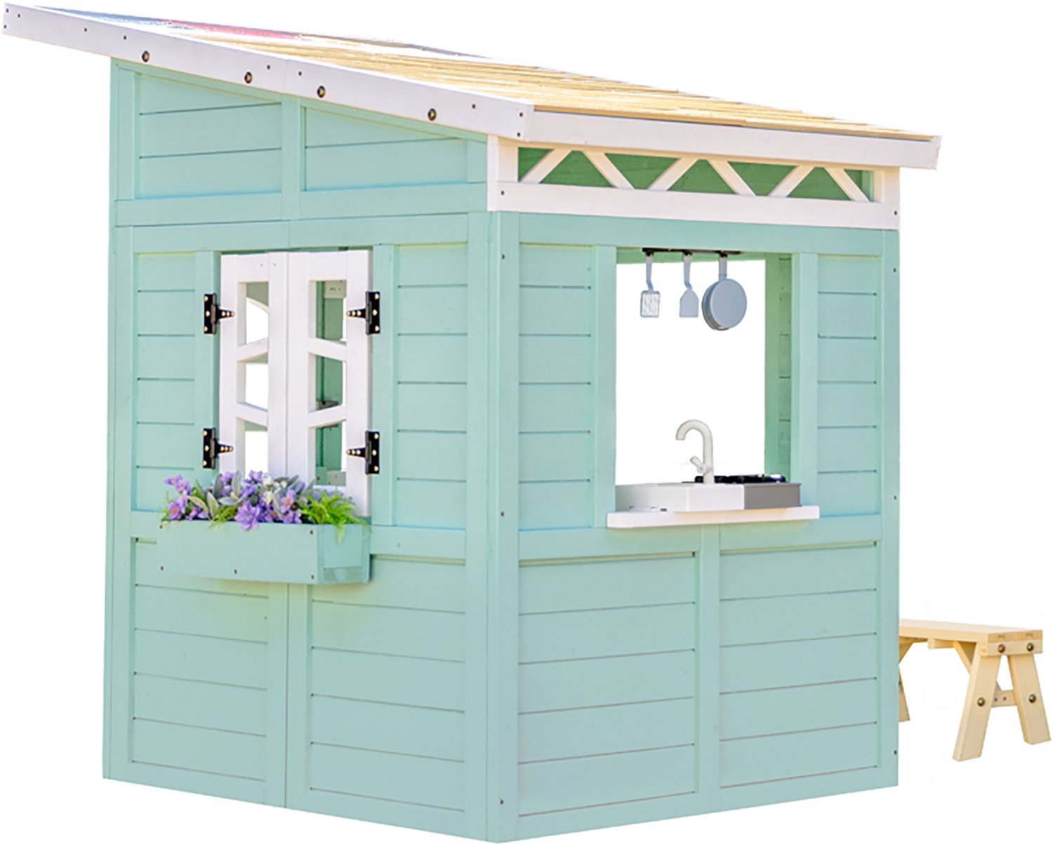Teamson Kids' Rainbow Shade Wooden Playhouse with Kitchen and Bench - view number 2