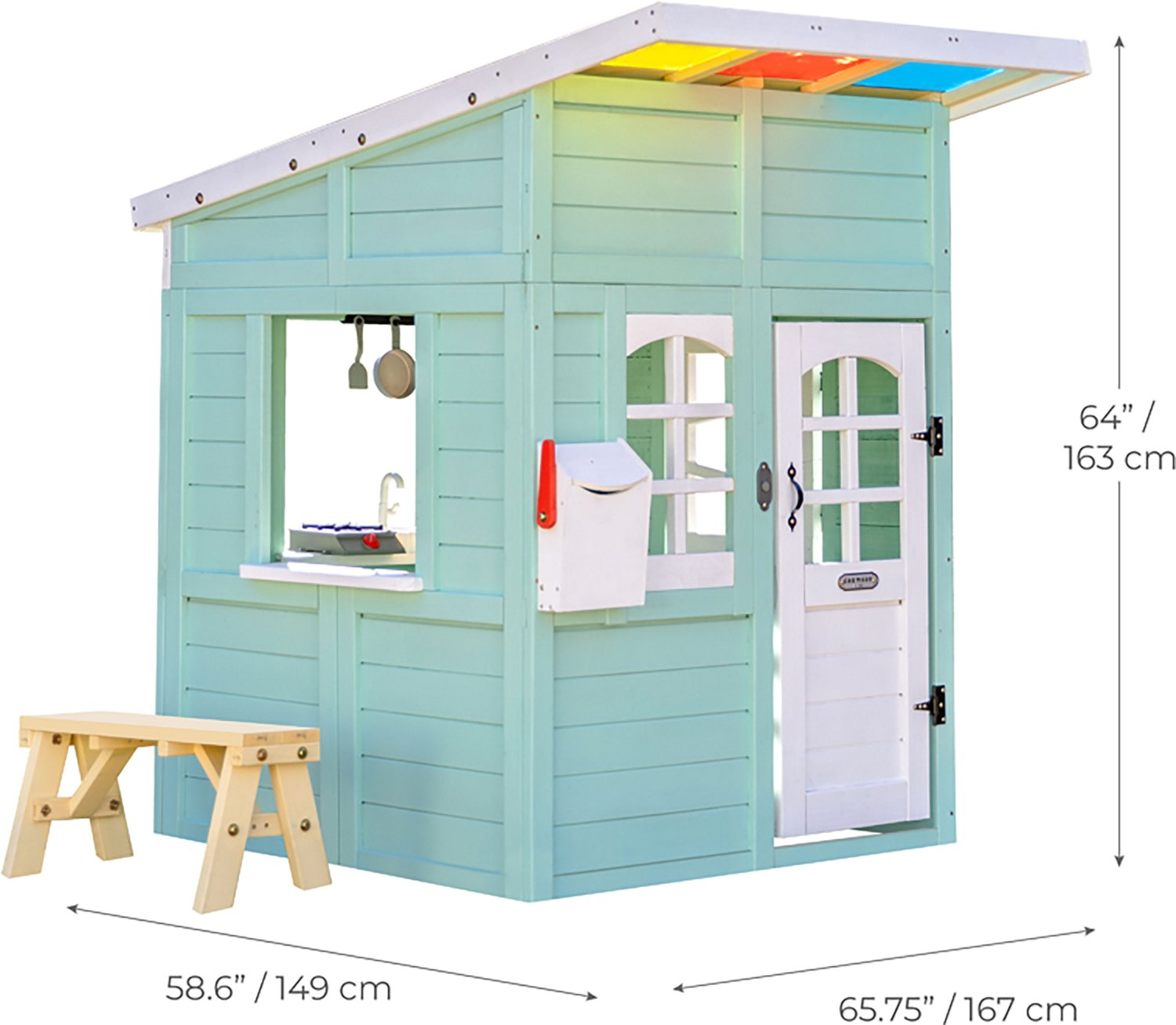 Teamson Kids' Rainbow Shade Wooden Playhouse with Kitchen and Bench - view number 3