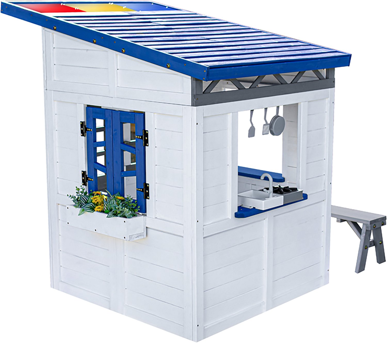 Teamson Kids' Rainbow Shade Wooden Playhouse with Kitchen and Bench - view number 2