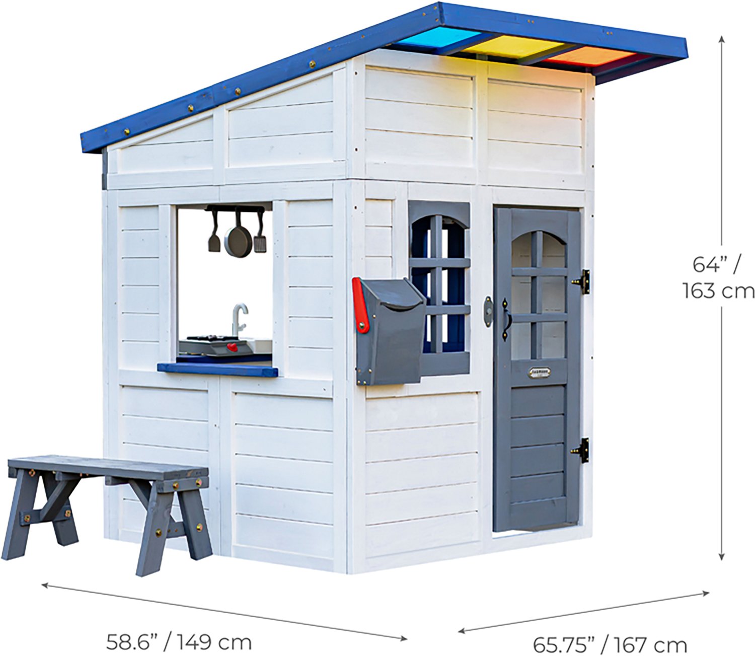Teamson Kids' Rainbow Shade Wooden Playhouse with Kitchen and Bench - view number 3