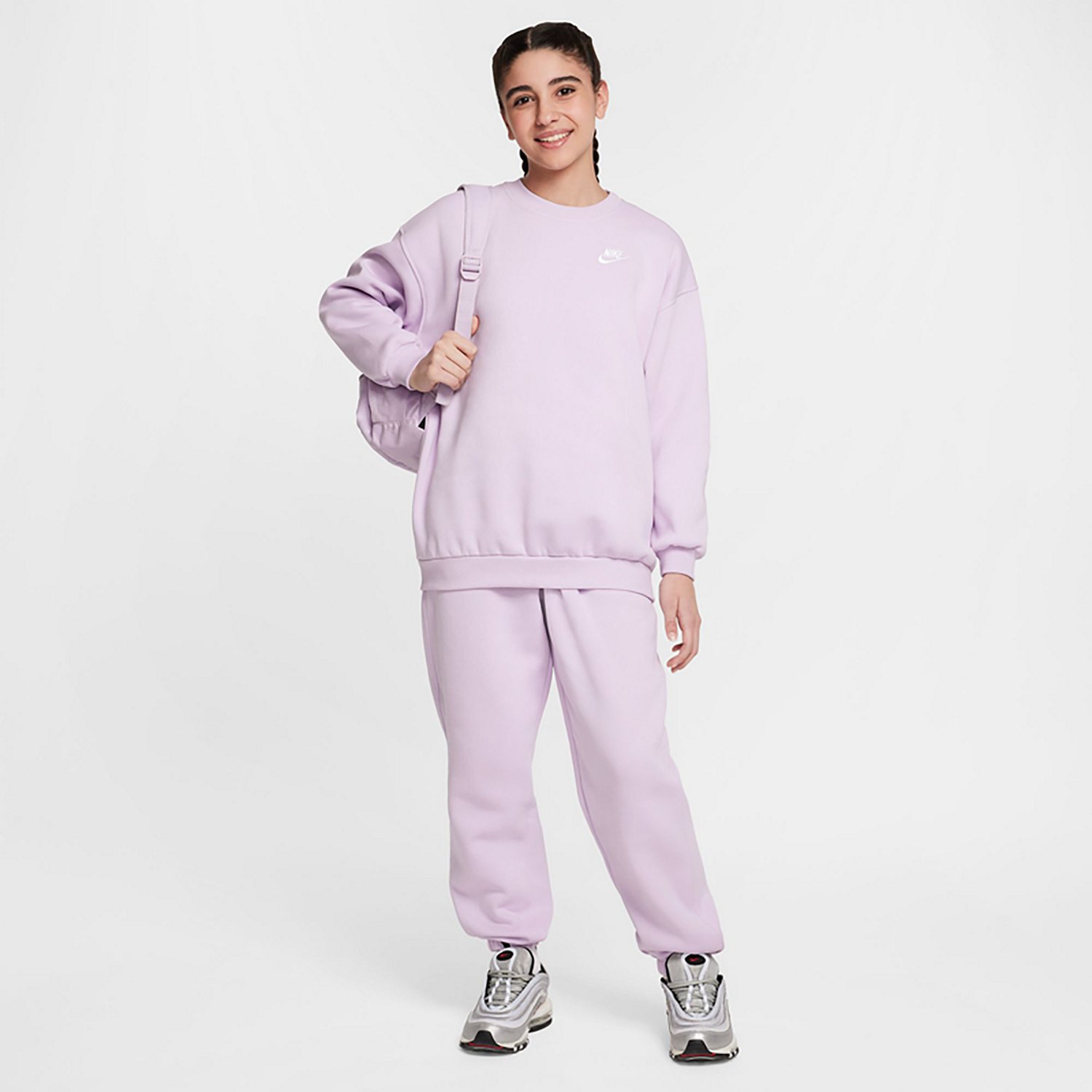 Nike Girls' Sportswear Club Fleece Oversized Crew Pullover - view number 5