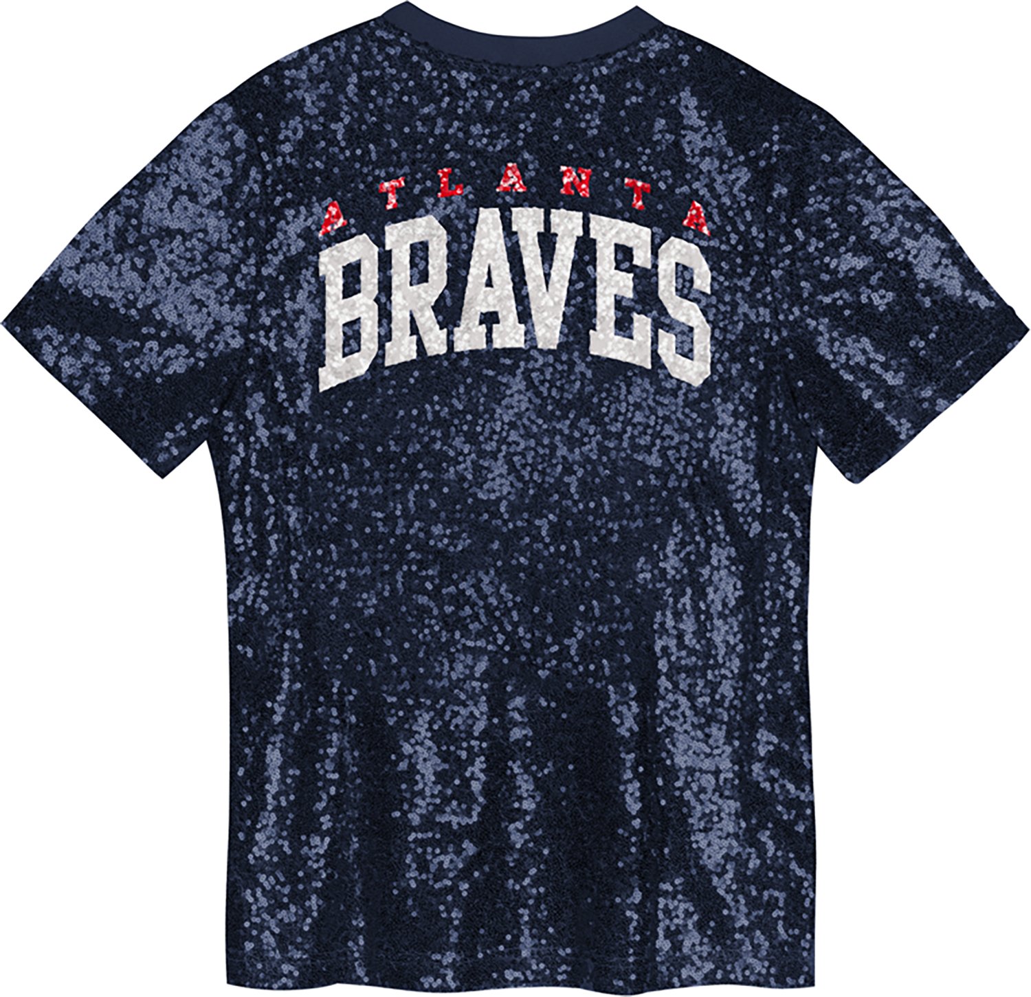 Outerstuff Girls' Atlanta Braves Wordmark Sequin Short Sleeve T-shirt - view number 2