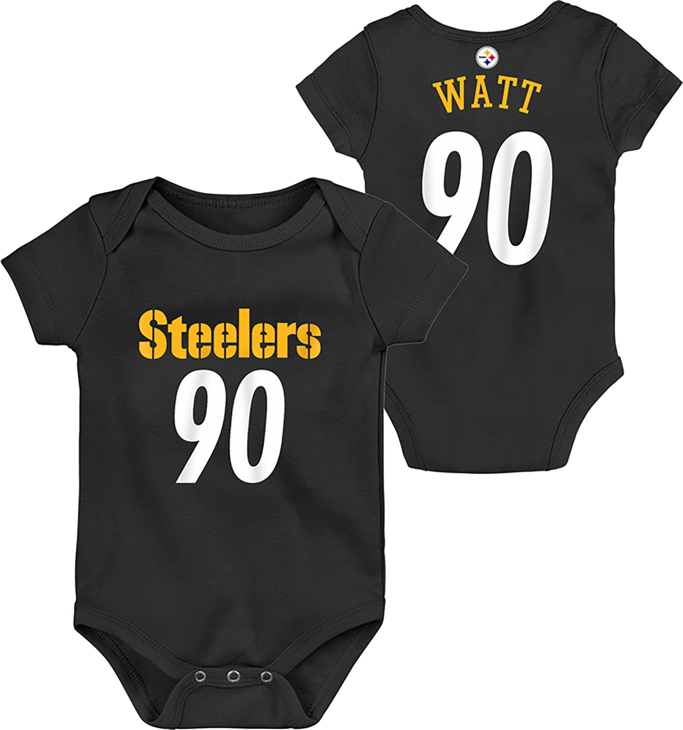 Outerstuff Infants' Pittsburgh Steelers TJ Watt Mainliner Name and Number Short Sleeve Creeper - view number 3