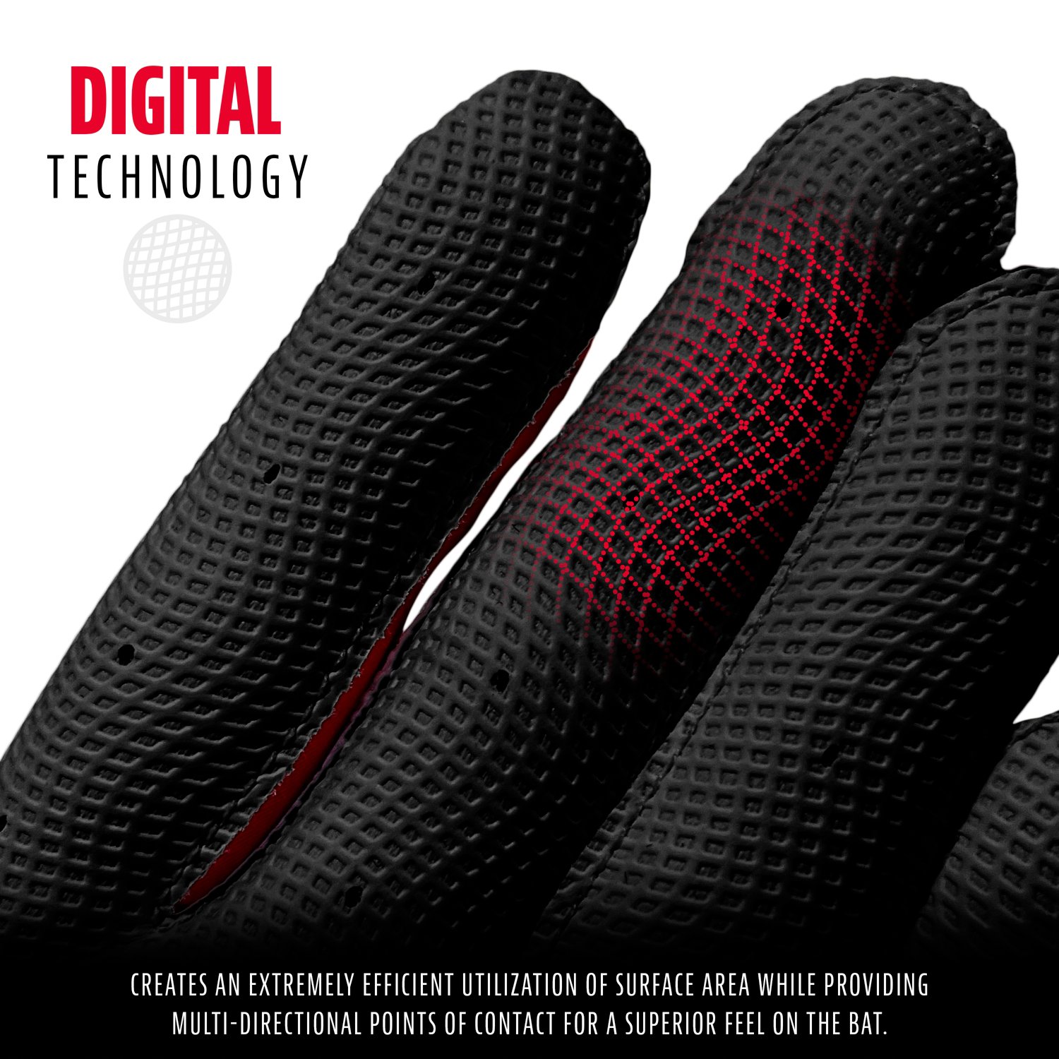 Franklin Adults' Digitek Series Batting Gloves                                                                                   - view number 2