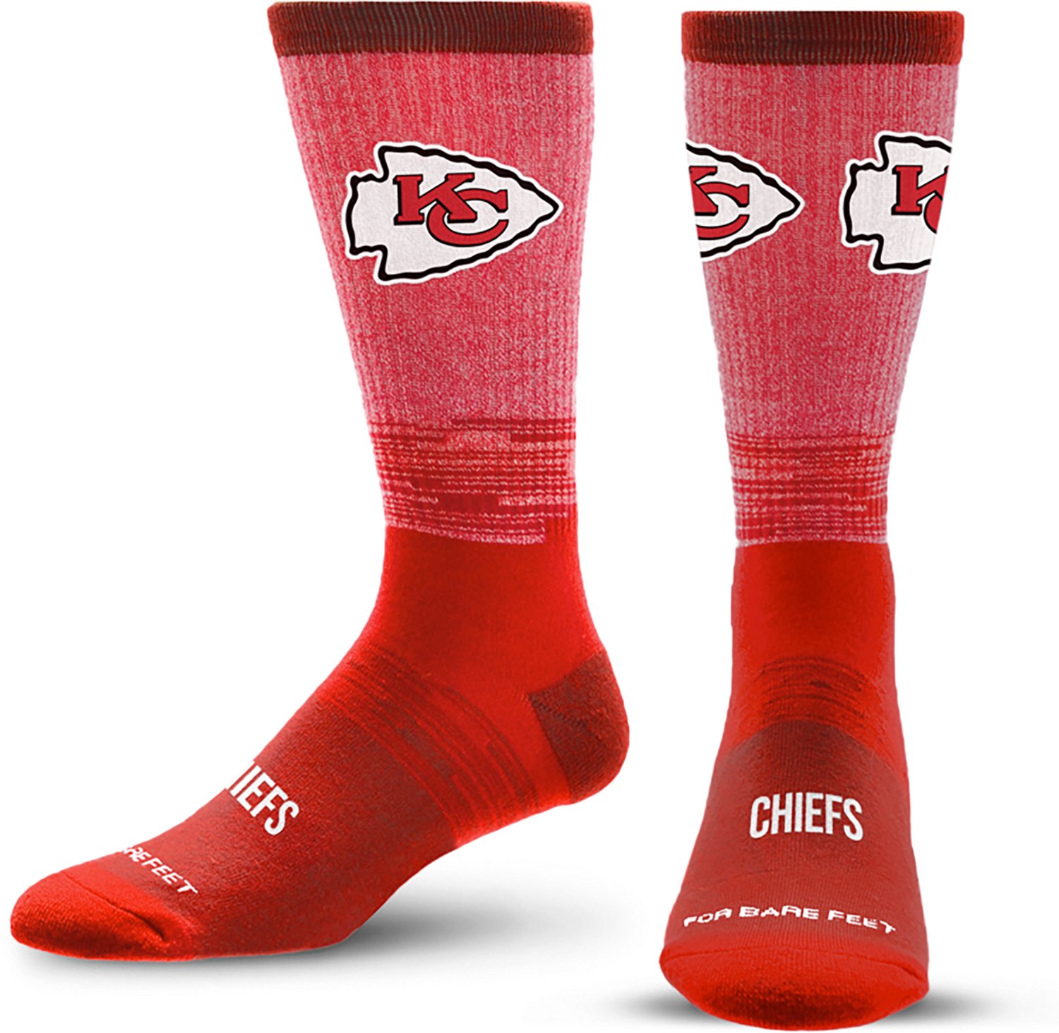 For Bare Feet Kansas City Chiefs Team Tonal Crew Socks