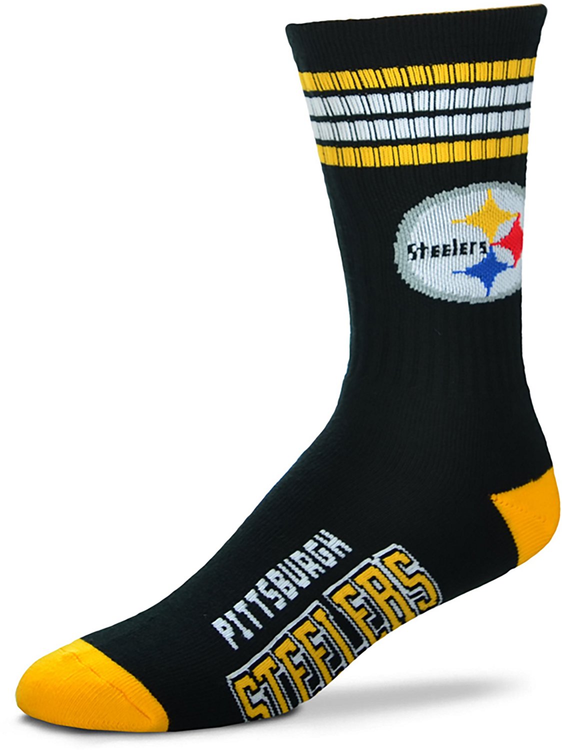 For Bare Feet Pittsburgh Steelers 4-Striped Deuce Crew Socks - view number 1