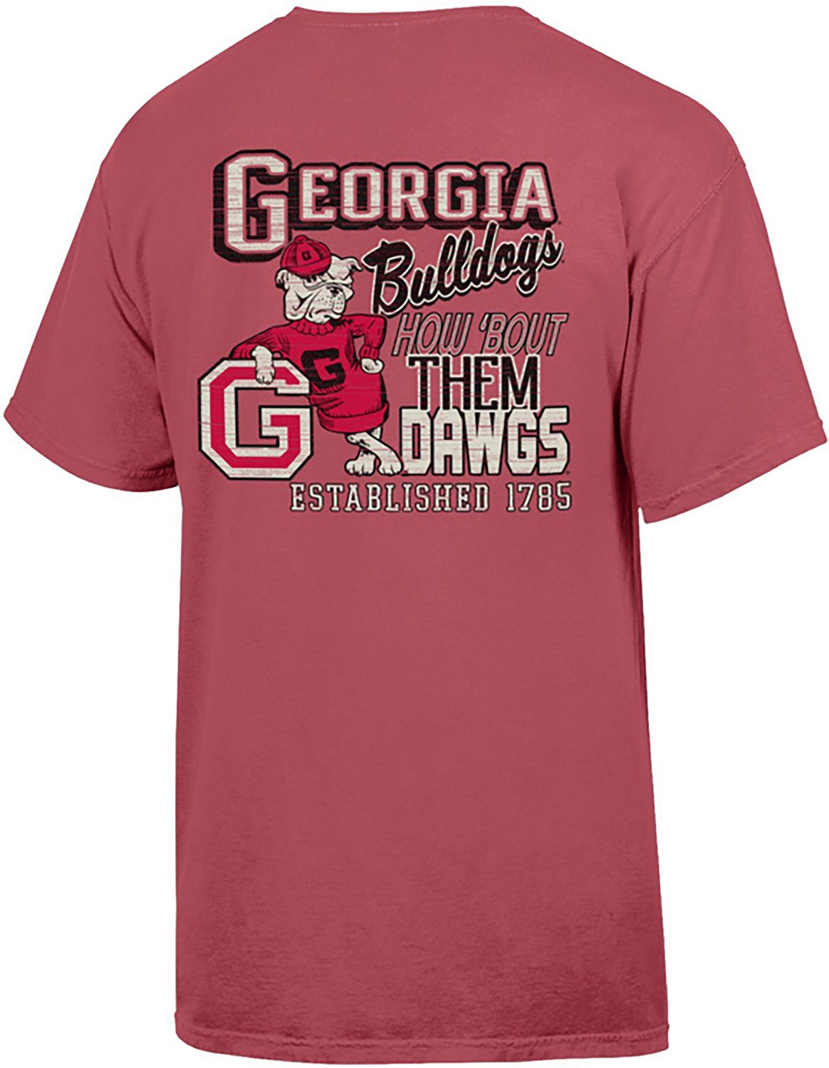 Comfort Wash Men's Georgia Bulldogs Leaning Mascot Double Sided Short Sleeve T-shirt - view number 2