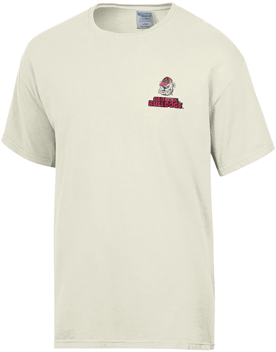 Comfort Wash Men's Georgia Bulldogs Cream Mascot Phrases Double Sided Short Sleeve T-shirt
