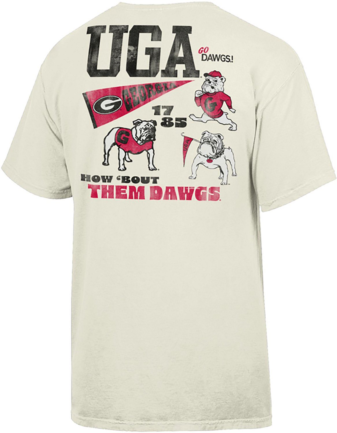 Comfort Wash Men's Georgia Bulldogs Cream Mascot Phrases Double Sided Short Sleeve T-shirt - view number 2