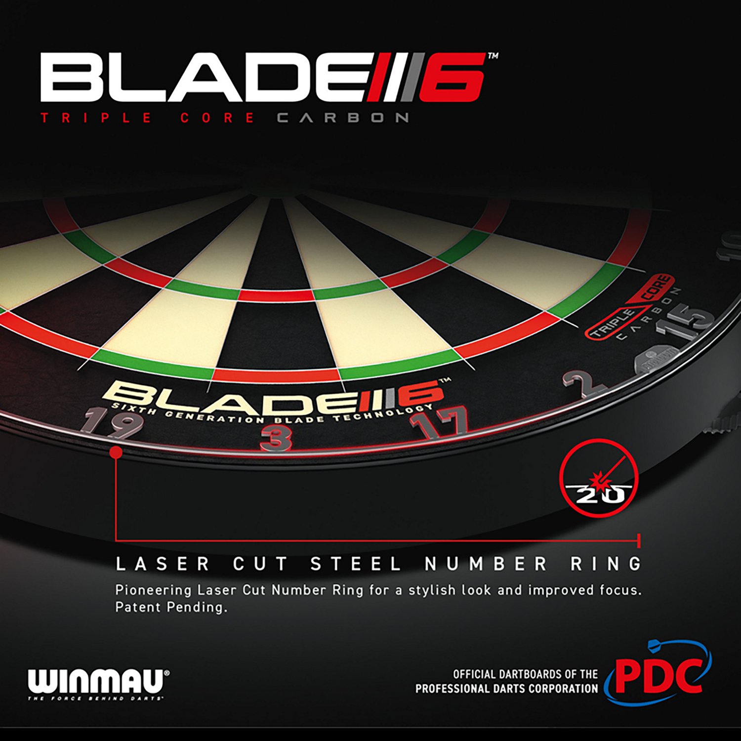 Winmau Blade 6 Triple Core Professional PDC Dartboard - view number 5