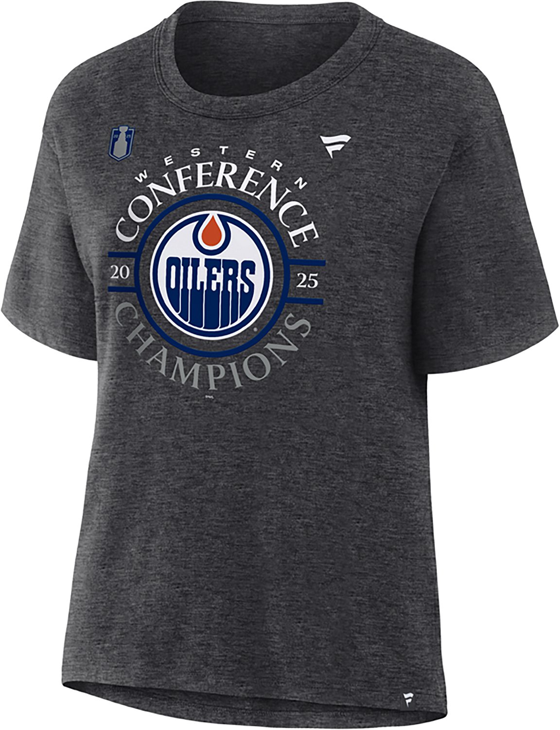 Fanatics Women's Edmonton Oilers 2025 NHL Conference Champions Locker Room V Neck Short Sleeve T-Shirt