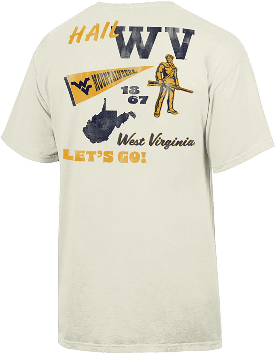 Comfort Wash Men's West Virginia Mountaineers Cream Mascot Phrases Double Sided Short Sleeve T-shirt - view number 2