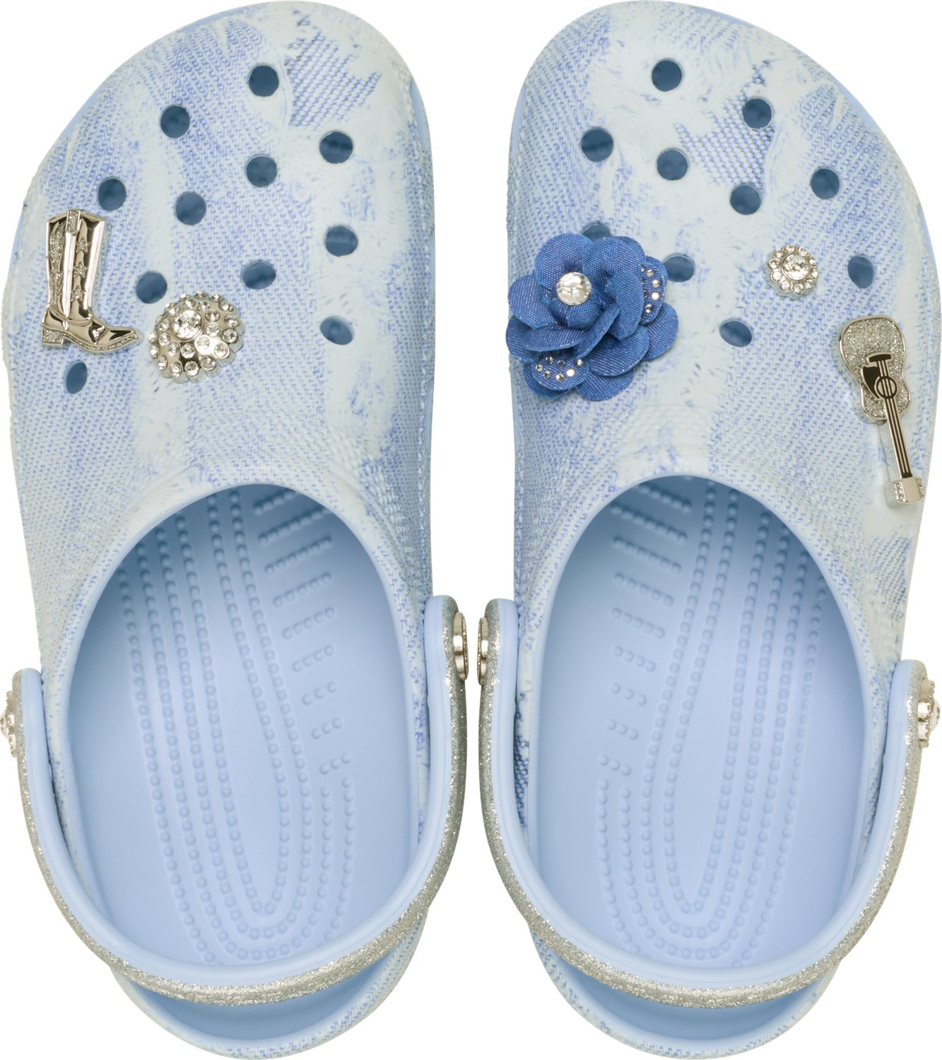 Crocs Adults' Rhinestone Denim Classic Clogs