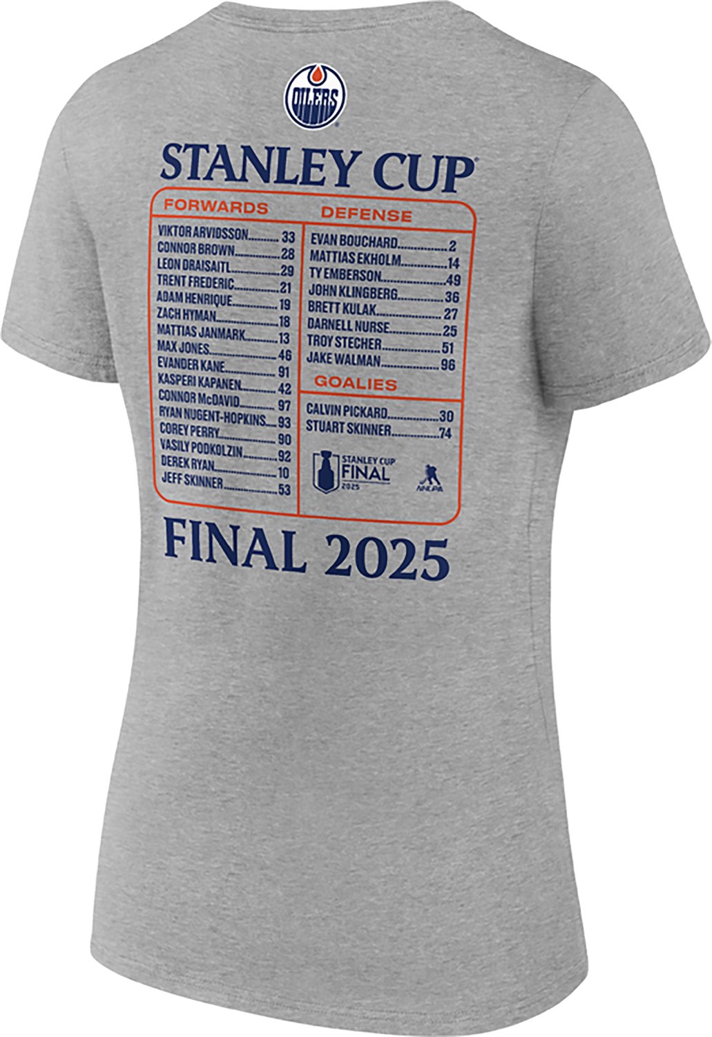Fanatics Women's Edmonton Oilers 2025 NHL Conference Finals Participant Roster Cotton V Neck Short Sleeve T-Shirt - view number 2