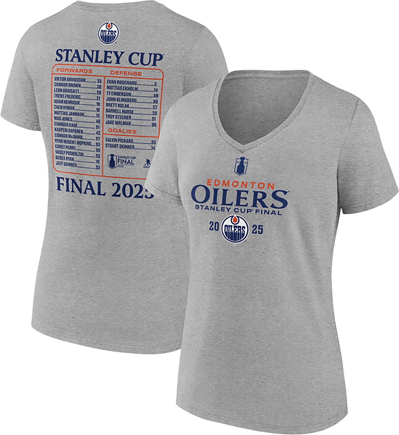 Fanatics Women's Edmonton Oilers 2025 NHL Conference Finals Participant Roster Cotton V Neck Short Sleeve T-Shirt - view number 3