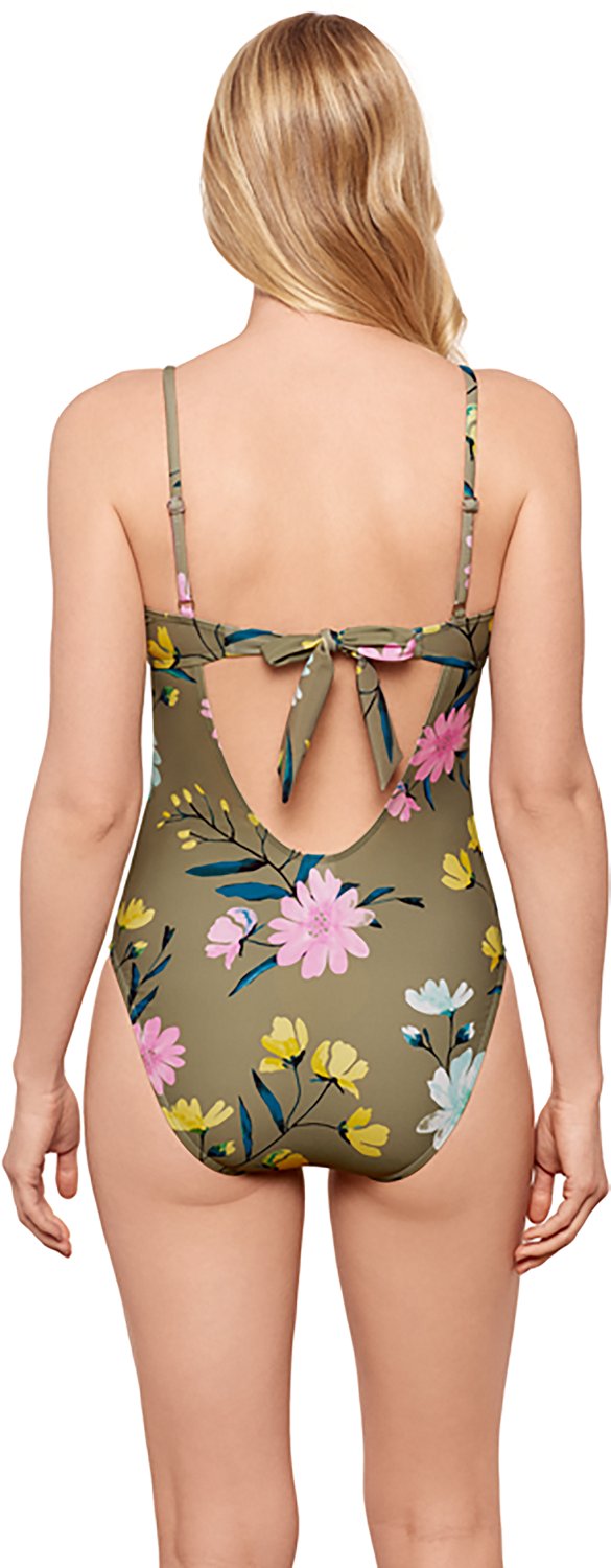 Salt + Cove Juniors' Fresh Cut Flowers Over the Shoulder Scoop Neck 1-Piece Swimsuit - view number 2