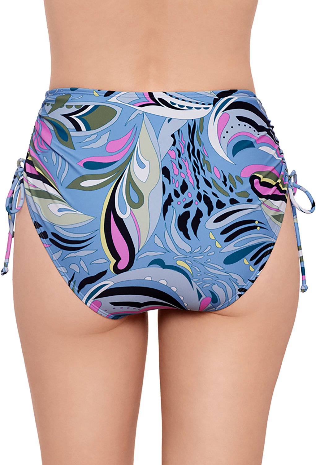 Salt + Cove Juniors' Scarf Swirl Shirred Side High Waist Swim Bottoms - view number 2
